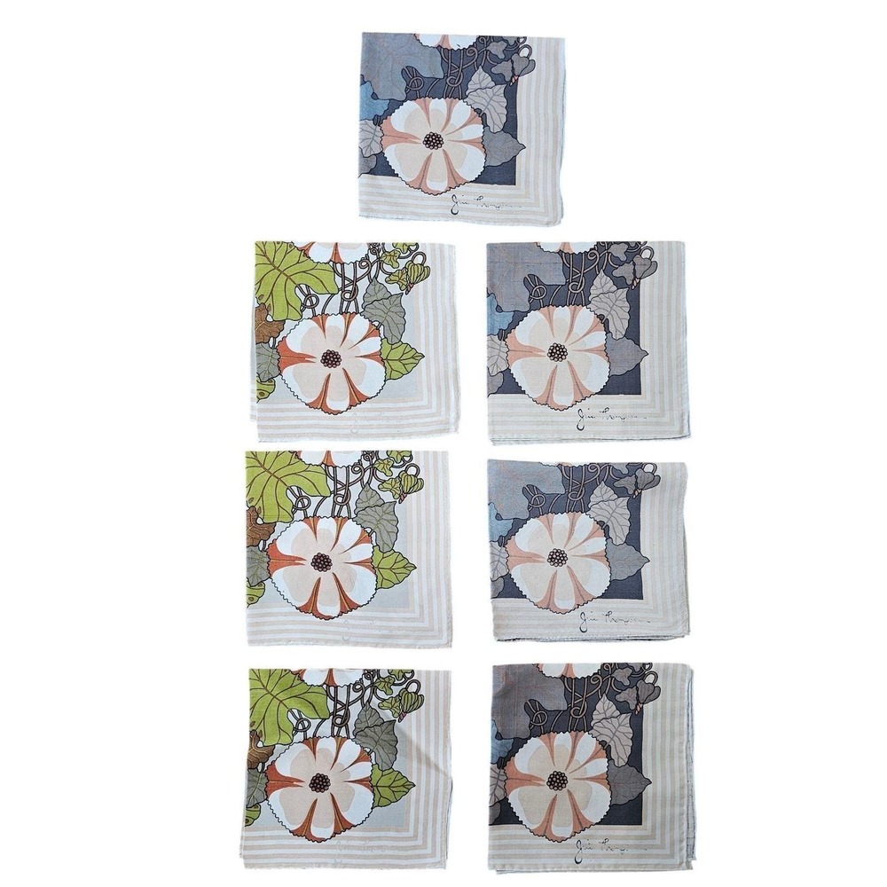 Vintage Jim Thompson Napkins Set of 7 Silk Floral MCM Mid Century Thai Silk RARE